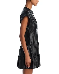 Mila Faux Leather Twist Front Cap Sleeve Dress