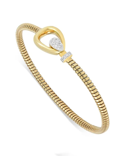 18K Yellow Gold Via Mercanti Tubogas Diamond Accent Bangle Bracelet