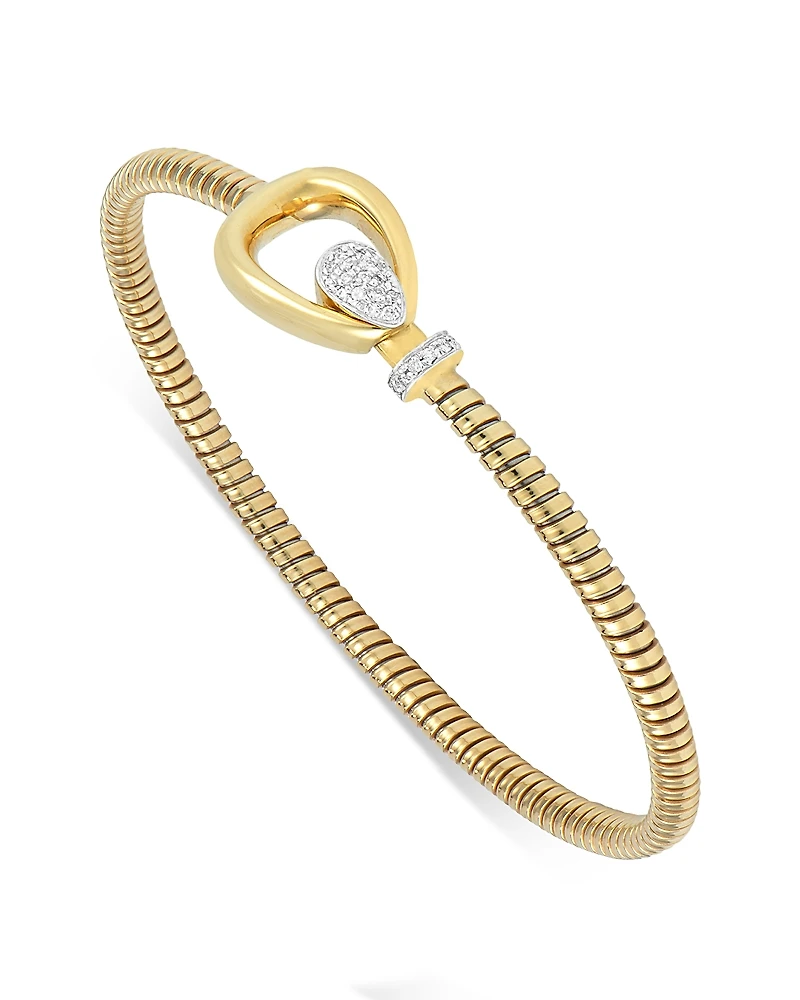 Alberto Milani 18K Yellow Gold Via Mercanti Tubogas Diamond Accent Bangle Bracelet