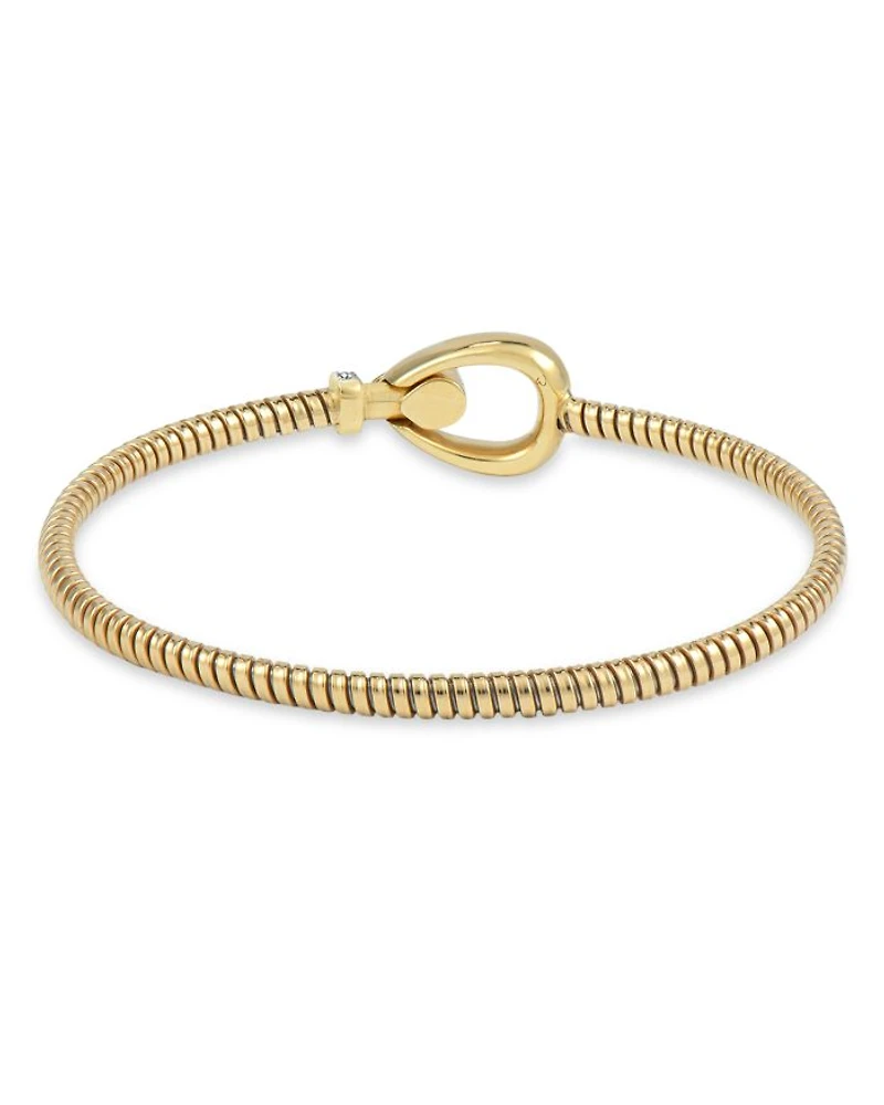 18K Yellow Gold Via Mercanti Tubogas Diamond Accent Bangle Bracelet
