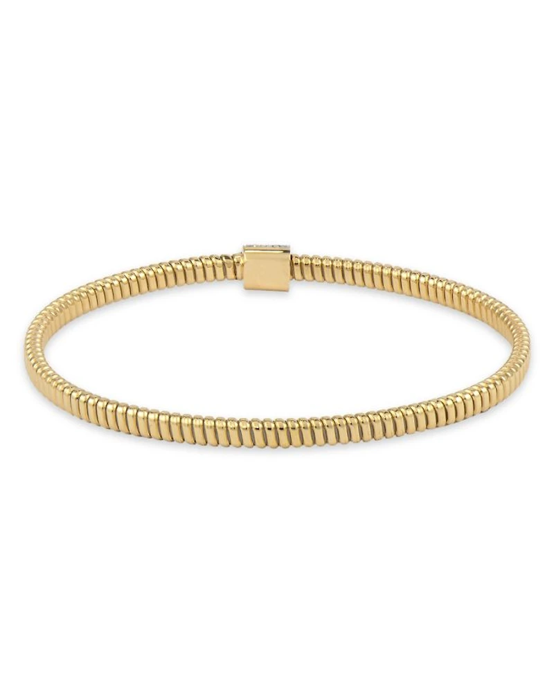 18K Yellow Gold Via Mercanti Tubogas Diamond Pavé Bangle Bracelet