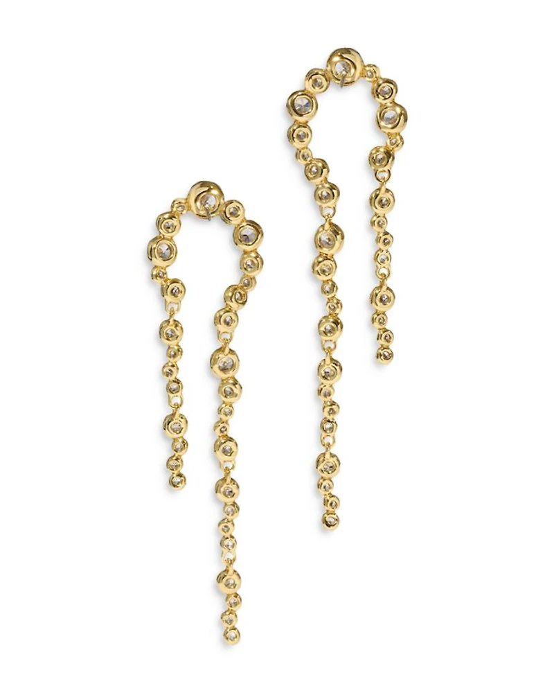 Asterales Cubic Zirconia Arched Linear Drop Earrings in 14K Gold Plated