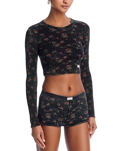 Alexander Wang Cropped Long Sleeve Crewneck Top