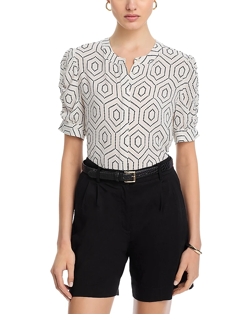 T Tahari Ruched Sleeve Blouse