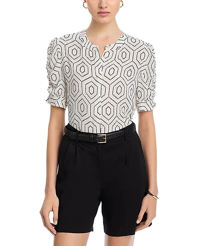 T Tahari Ruched Sleeve Blouse