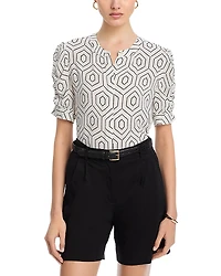T Tahari Ruched Sleeve Blouse