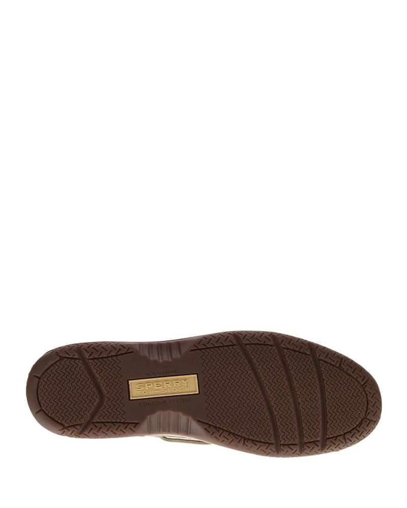 Men's Three Eye Light Brown Leather Boat Shoe