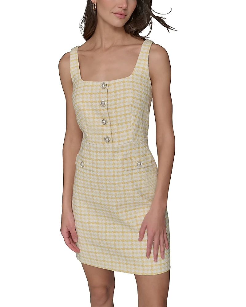 Karl Lagerfeld Paris Boucle Tweed Square Neck Dress