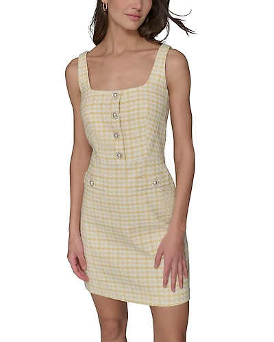 Karl Lagerfeld Paris Boucle Tweed Square Neck Dress