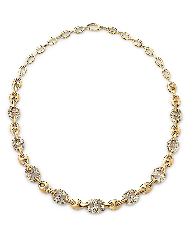 Bloomingdale's Fine Collection Diamond Pave Mariner Link Necklace