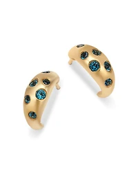 14K Yellow Gold London Blue Topaz Dome Hoop Earrings