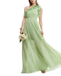 Vida Asymmetric Pleated Gown