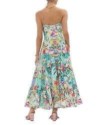 Linen Tie Front Floral Print Dress