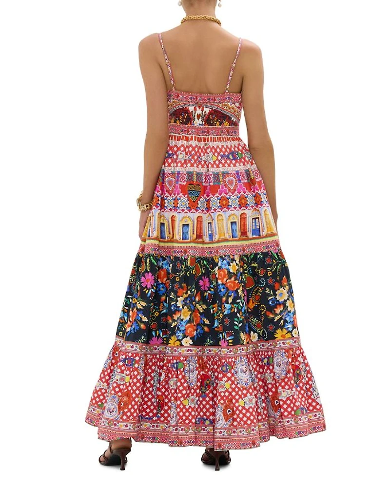 Tiered Mixed Print Dress