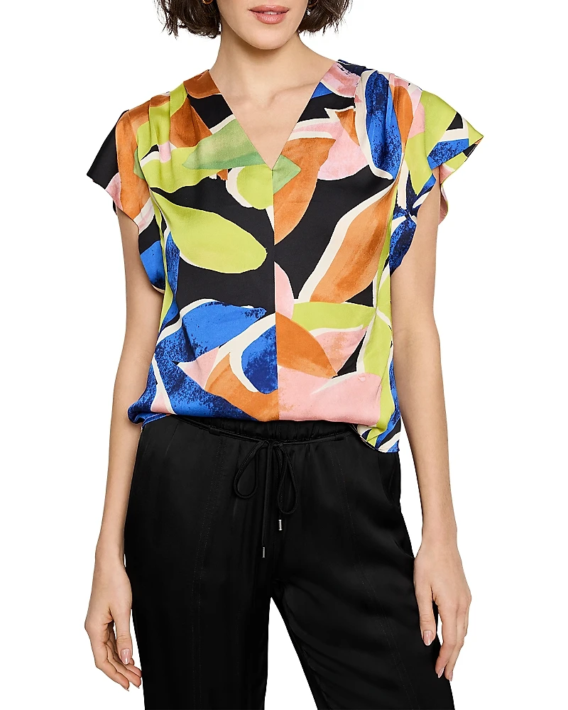 Nic+Zoe Mega Blooms Flutter Sleeve Top