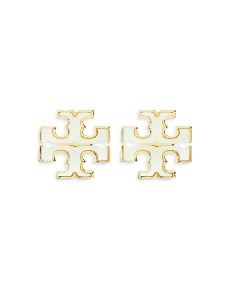 Kira Mother Of Pearl Double T Stud Earrings in Gold Tone