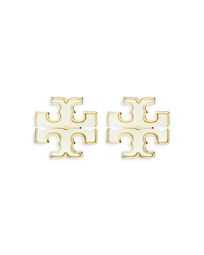 Tory Burch Kira Mother Of Pearl Double T Stud Earrings