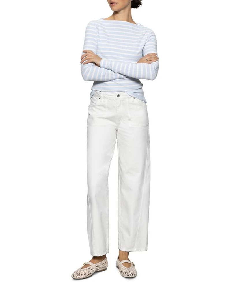 District High Rise Column Ankle Jeans Bleached White