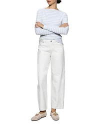 District High Rise Column Ankle Jeans Bleached White