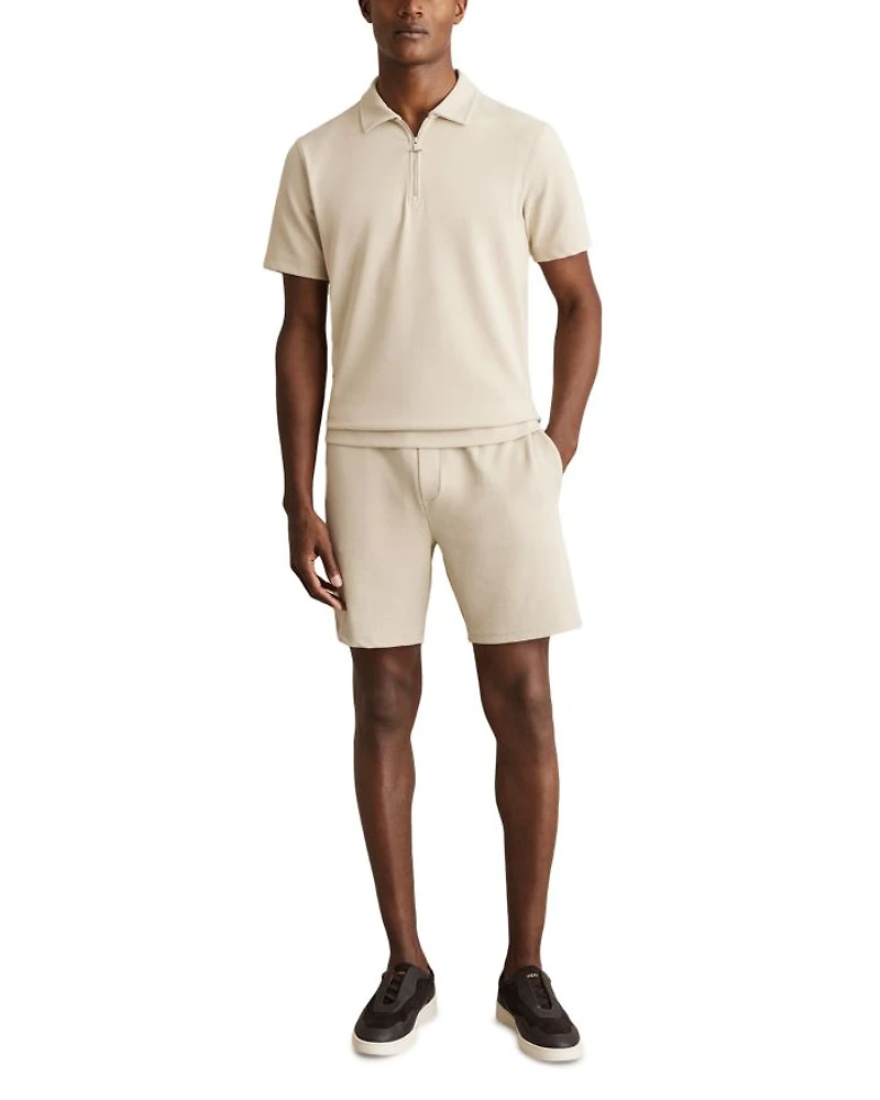 Albany Regular Fit Textured Quarter Zip Polo Shirt