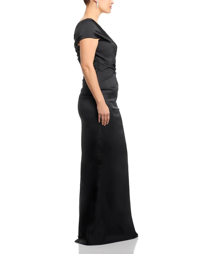 Satin Stretch Off The Shoulder Gown