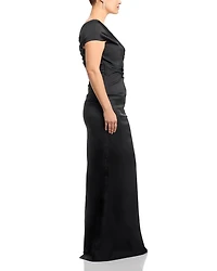 Satin Stretch Off The Shoulder Gown