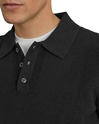 Kingsley Regular Fit Textured Long Sleeve Wool Polo