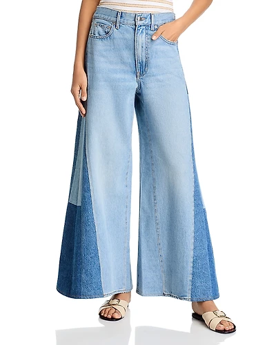 Veronica Beard Vicki Pieced Wide Leg Jeans