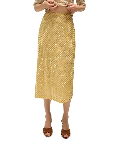 Veronica Beard Allora Embellished Midi Skirt