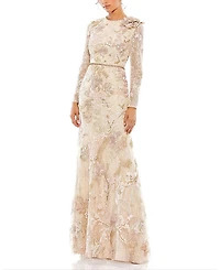 Mac Duggal Floral Embroidered Lace Trumpet Gown