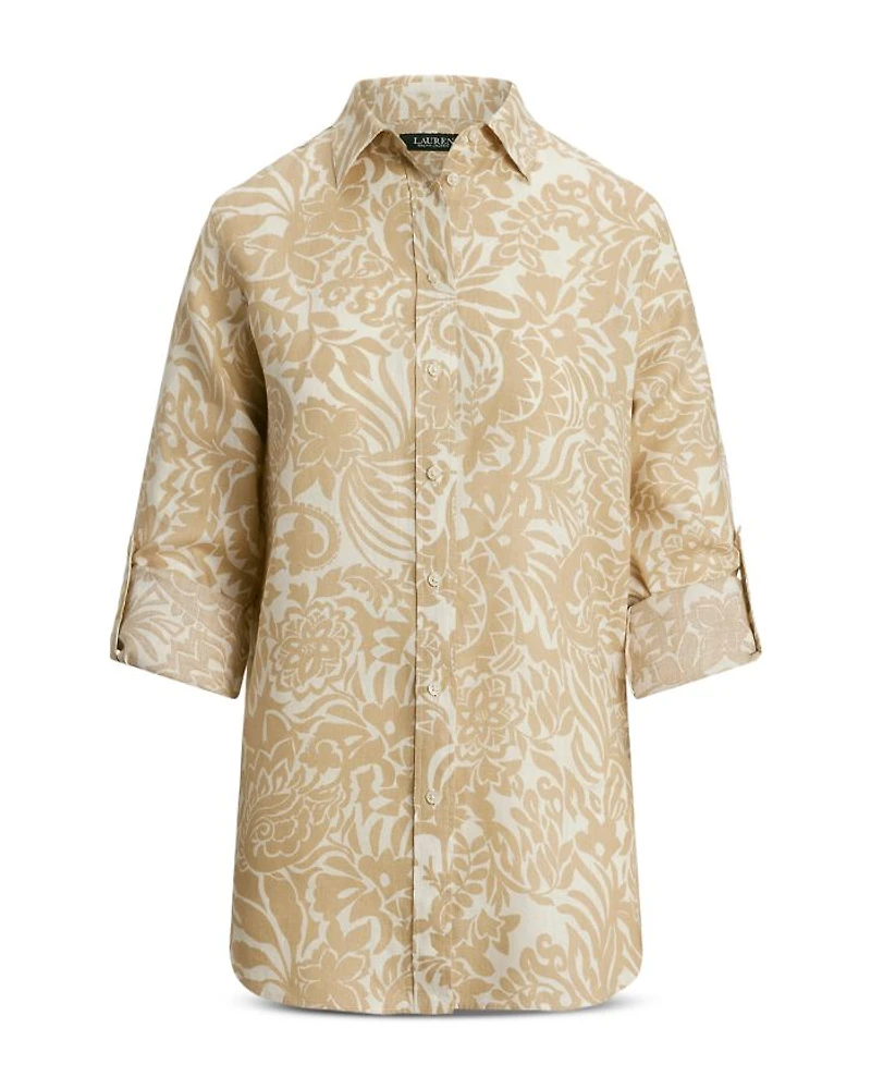 Relaxed Fit Floral Linen Shirt