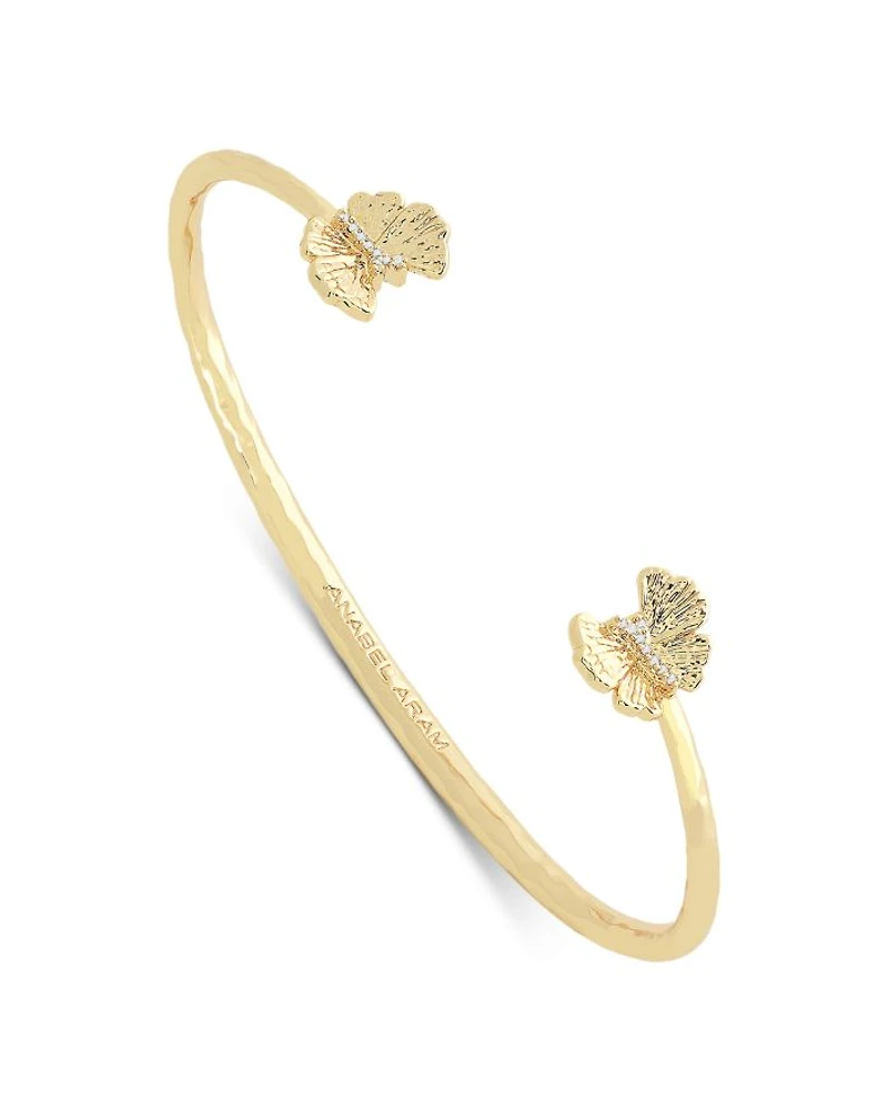 Pavé Butterfly Cuff Bracelet in 18K Gold Plated