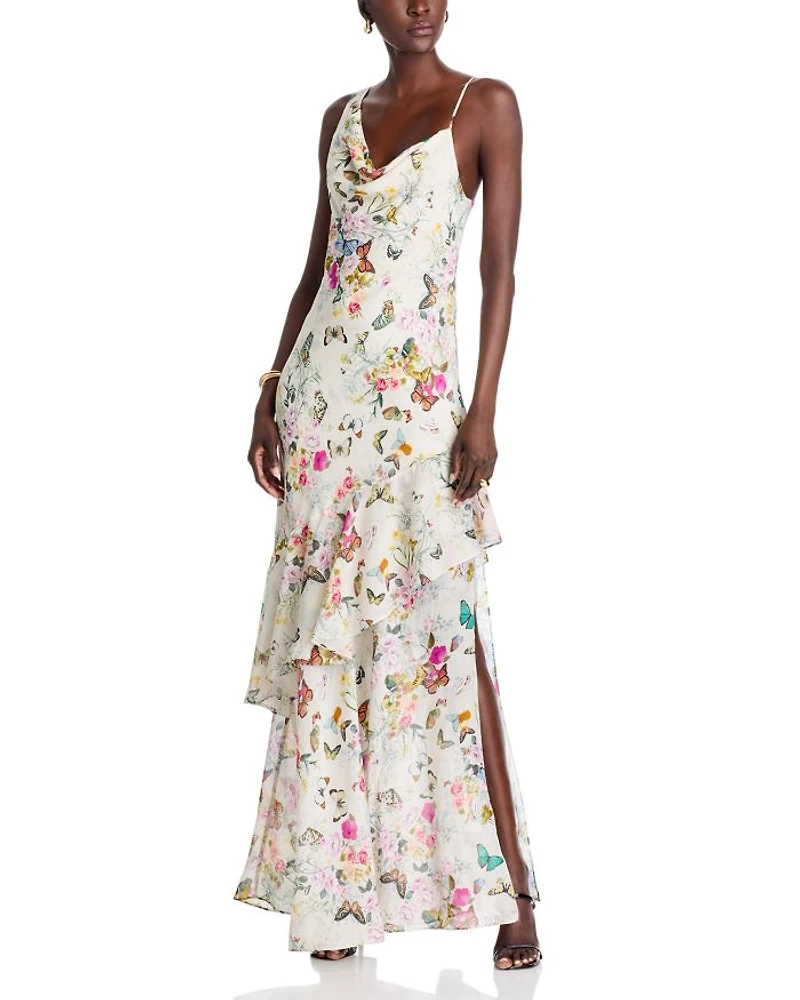 Viola Asymmetric Cowl Neck Gown