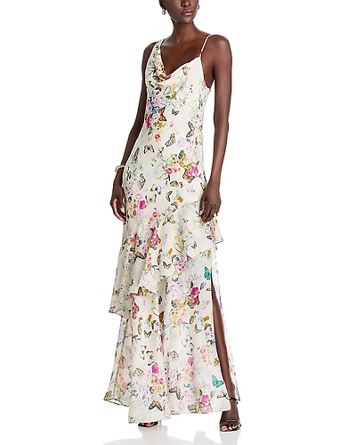 L'Agence Viola Asymmetric Cowl Neck Gown