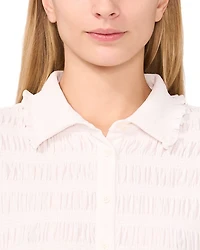 Smocked Elbow Sleeve Ruffle Blouse