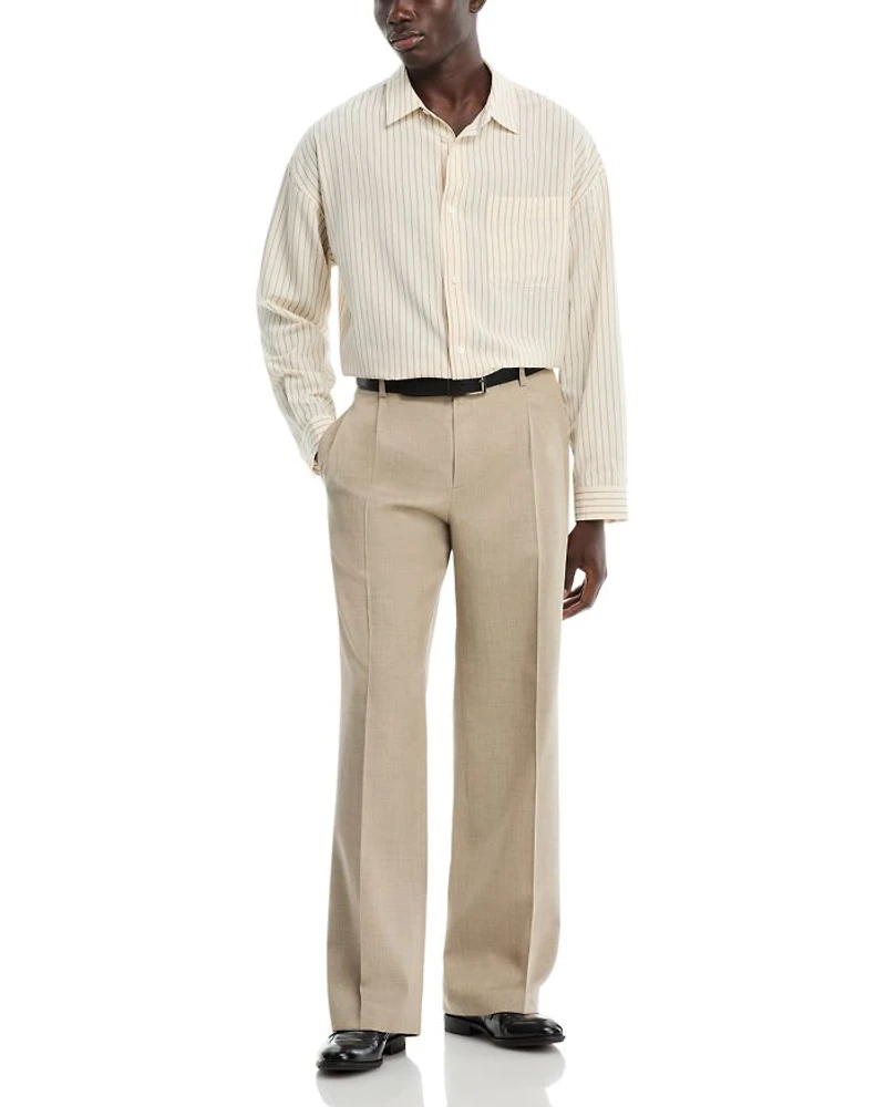 Regular Fit Wide Leg Wool Pants