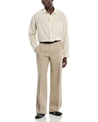 Regular Fit Wide Leg Wool Pants
