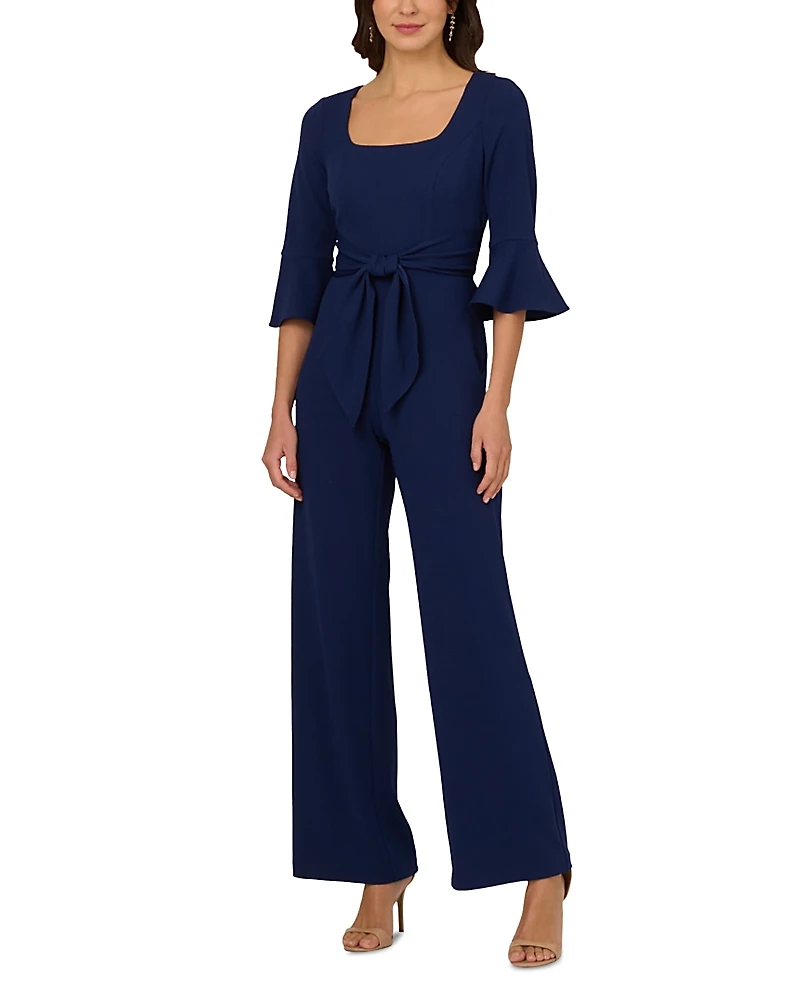 Adrianna Papell Knit Crepe Tie Front Jumpsuit