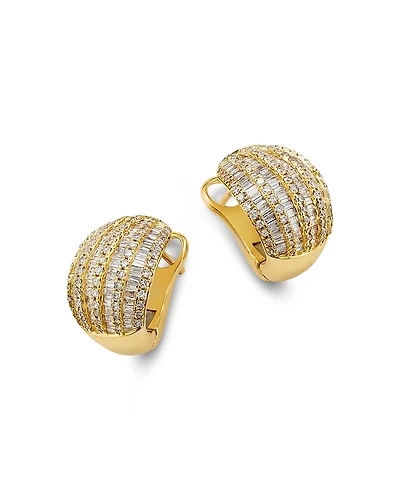 Bloomingdale's Fine Collection Diamond Round & Baguette Dome Earrings