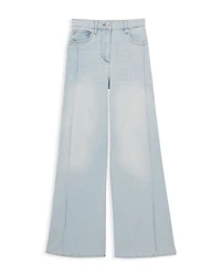 Petite Heather Mid Rise Wide Leg Jeans