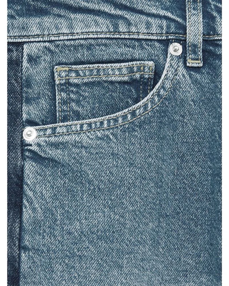 Briar High Rise Contrast Panel Wide Leg Jeans Light Blue