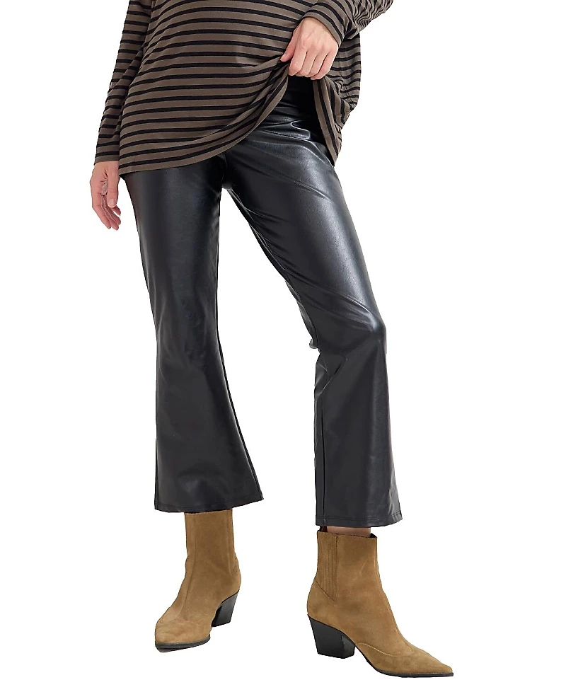 Hatch Collection The Stretch Leather Maternity Crop Flare
