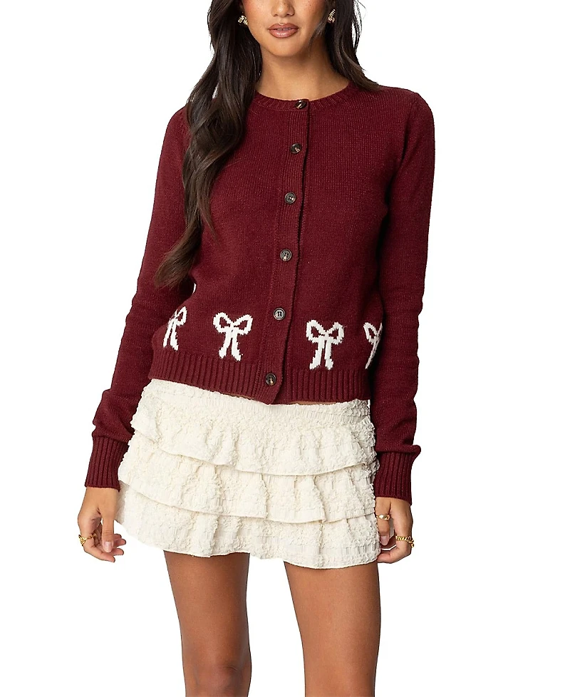 Edikted Rona Bow Knit Cardigan