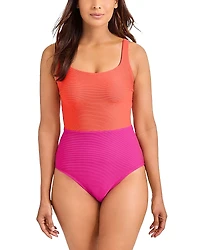 Tommy Bahama Ocean Point Colorblocked One Piece Swimsuit