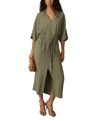 Petites Cecelia Shirred Waist Midi Dress