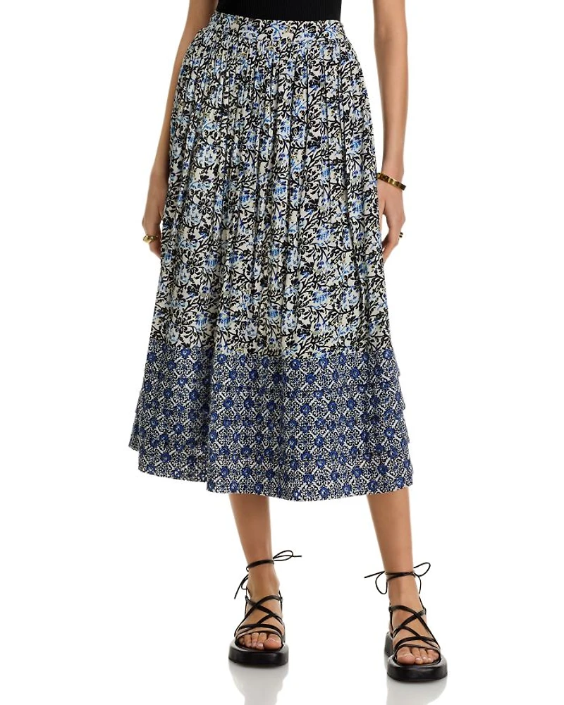 Blue Vine Midi Skirt