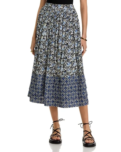 Blue Vine Midi Skirt