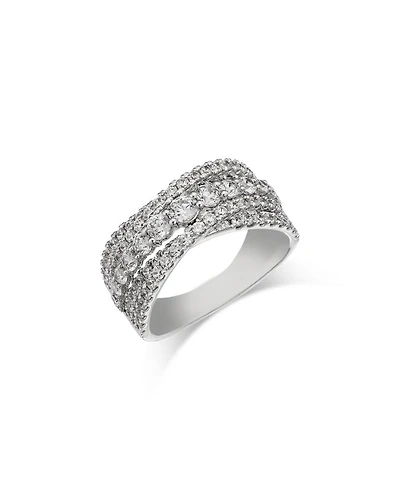 Diamond Crossover Statement Ring in 14K White Gold, 1.5 tcw
