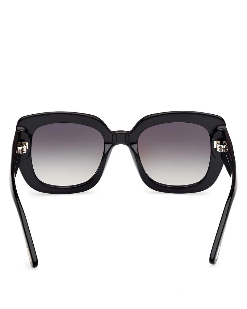 Carla Square Black Sunglasses, 52mm