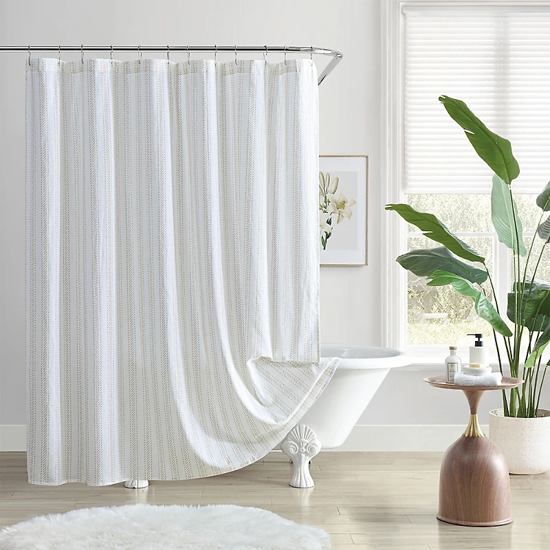 Aqua Printed Pique Shower Curtain - Exclusive